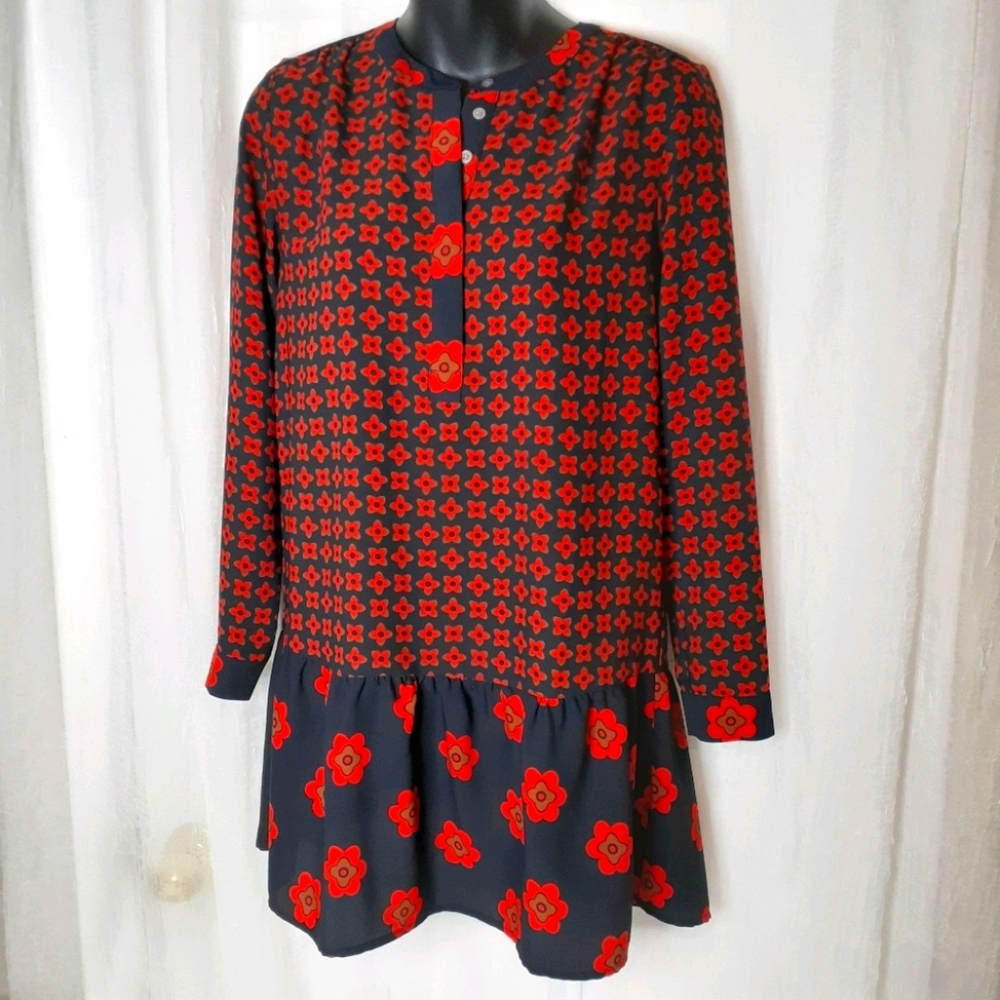Loft Ann Taylor Petite Navy And Red‎ Floral Mini
